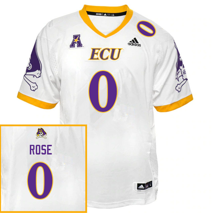 Men #0 Ray Rose ECU Pirates College Football Jerseys Sale-White